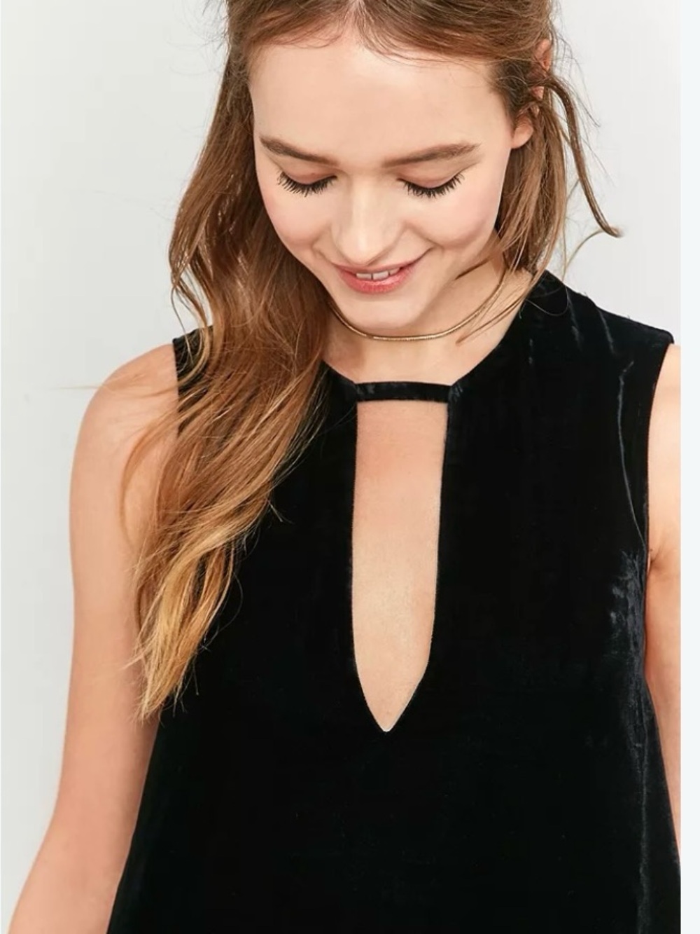 Free People Black Velvet Soft Focus A Line Drop Waist Sleeveless peplum dress - Picture 2 of 8